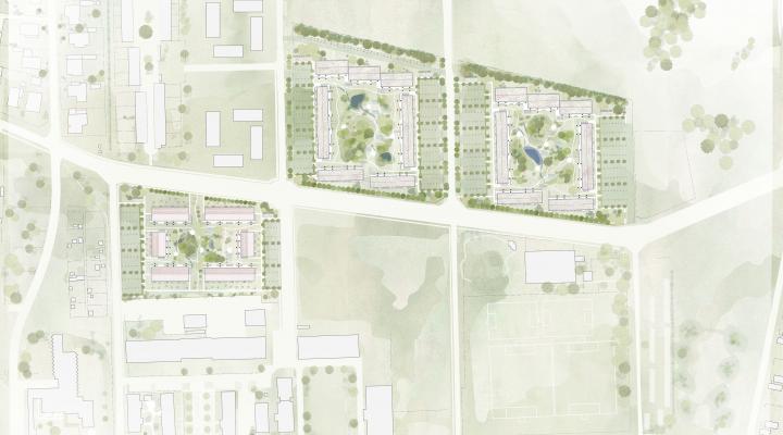 Foreløbige skitser af det nye boligbyggeri i Kasernebyen i Ringsted.